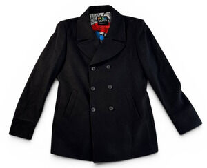 Fun Suits Black Peacoat Jacket Men's Medium DC Comics Lined Double Breasted